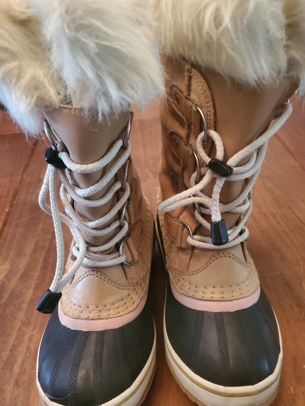 Sorel Kids Tan, Black & Cream Faux-Fur Trim Winter Boots